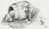 Bilbo Baggins and Thorin in a barrel
